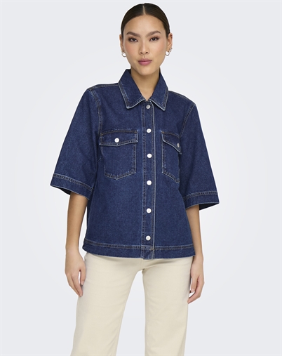 Only - ONLBelle Denim Skjorte - Dark Blue Denim